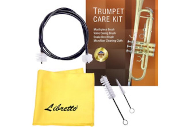 Trumpet Cleaning Brush Set with Polishing Cloth, Mouthpiece Brush, Valve Brush,