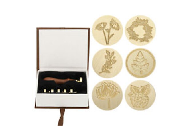 Plant Wax Seal Stamp Kit Flower Wax Stamp with Wooden Handle Gift Box
