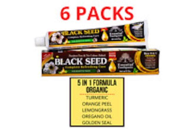 6 PACK- BLACK SEED Toothpaste, Natural & Organic Formula, Fluoride Free