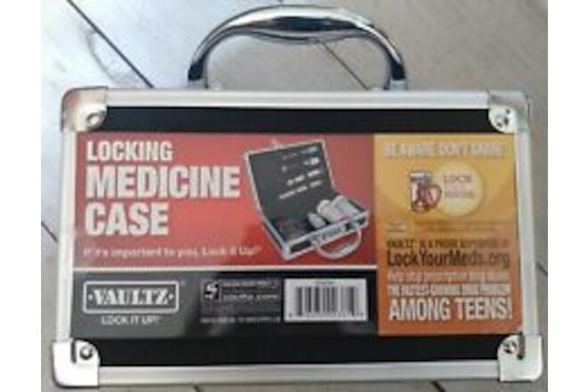 Locking Medicine Case Combination Lock Box Portable Case 8.25x5x2.75 VAULTZ  New