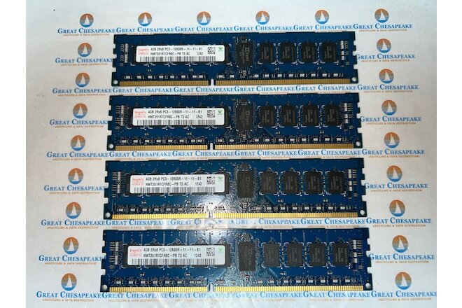 Lot of 4 Hynix HMT351R7CFR8C-PB 16GB Total (4GBx4) PC3-12800R DDR3 ECC ServerRam