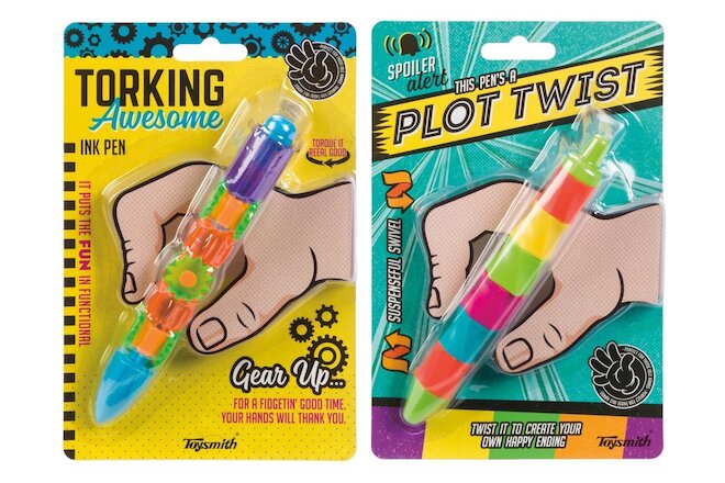 Set of 2 Interactive Moveable Pens Fidget Stress Relief Focus Attention