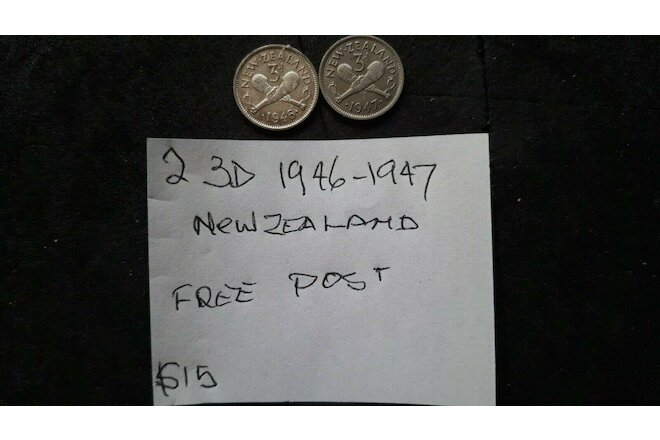 new Zealand coins 3ds see photos x2 1946 1947  free post top coins