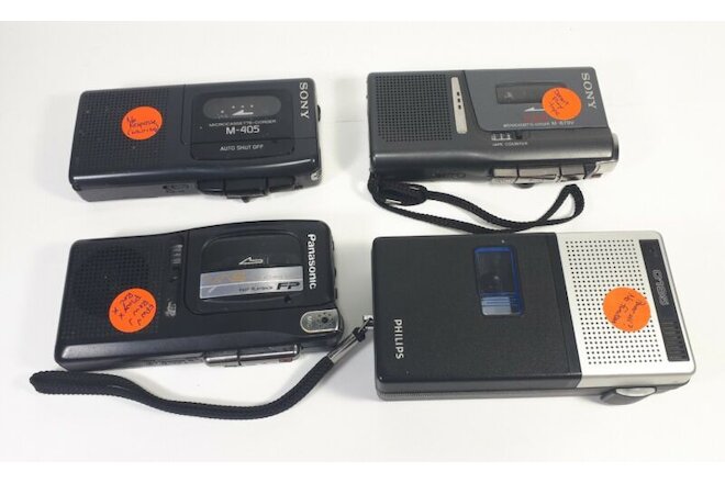 SONY/Panasonic/Philips Voice Recorder Micro Cassette LOT of 4 for parts/repair