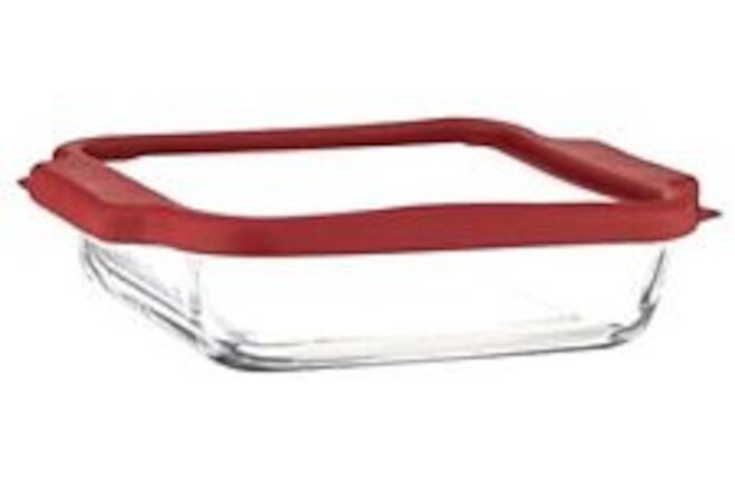 8-InchSquare Glass Baking Dish with TrueFit Cherry Lid -