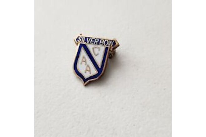 SILVERBOW CAA C.A.A. CAMP ARCHERY AWARD PINBACK PIN BLUE GOLD VINTAGE