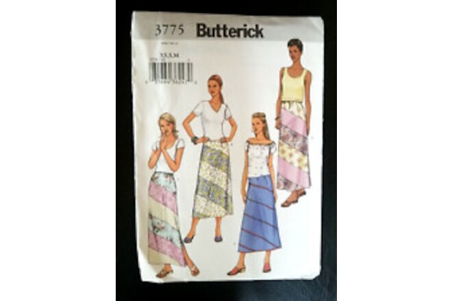 Butterick 3775 Sz XS, S, M Sewing Pattern UNCUT Diagonal Long Skirt A-Line