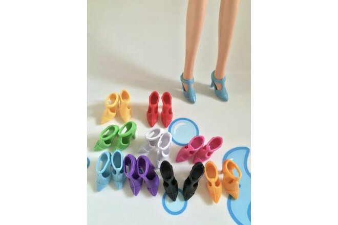 40 Pairs 7 colour High Heel  pliable silicone Shoes for11.5" (30CM) Doll F5