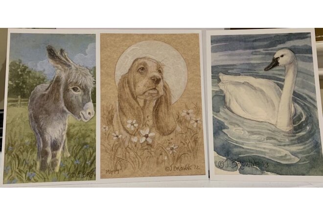 James Browne Swan Donkey Basset Hound Painting Prints