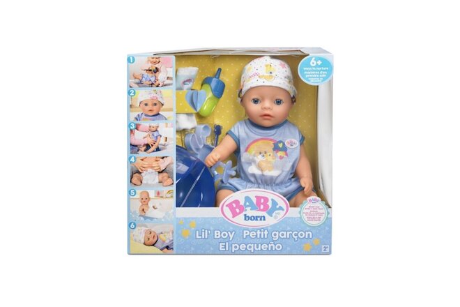 Baby born Lil Boy Doll, New, 14” Interactive, Soft, Drinks Bottle, Goes Potty