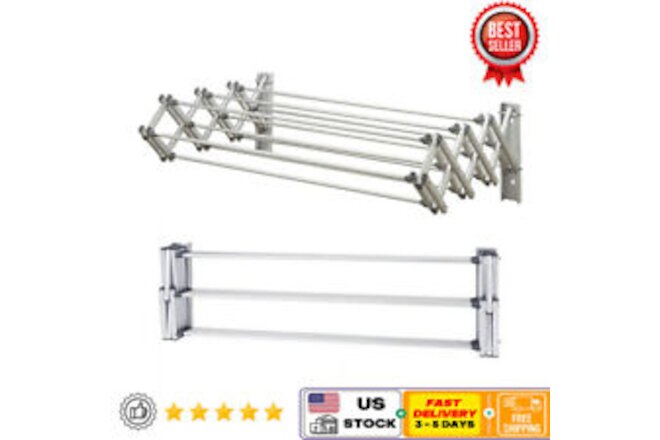 Foldable Drying Racks Wall Aluminum Collapsible  30ft Storage Linear Rust Proof
