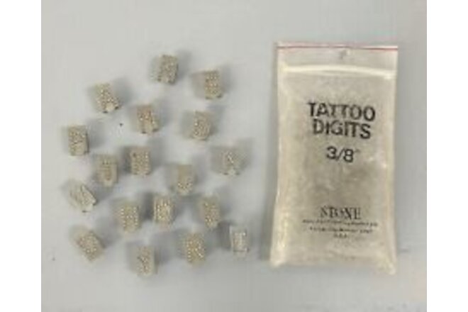 Stone Tattoo Digits Set 3/8" - Assorted Letters - Never Used (Old Stock)