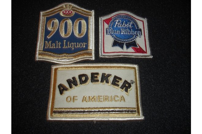 Pabst Blue Ribbon Beer Patches Assorted 1980's  Lot of 3