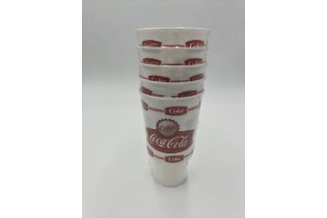 4 NEW  2004 Coca-Cola 32 Oz WHITE Plastic Coca-Cola Restaurant Cups 7" Sealed