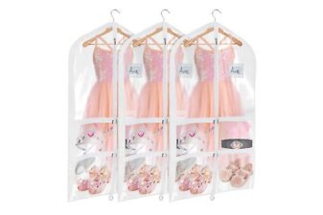 Clear PVC Dance Costume Bags 3 Pack Garment Bag 40 Inch for Dance Competition...