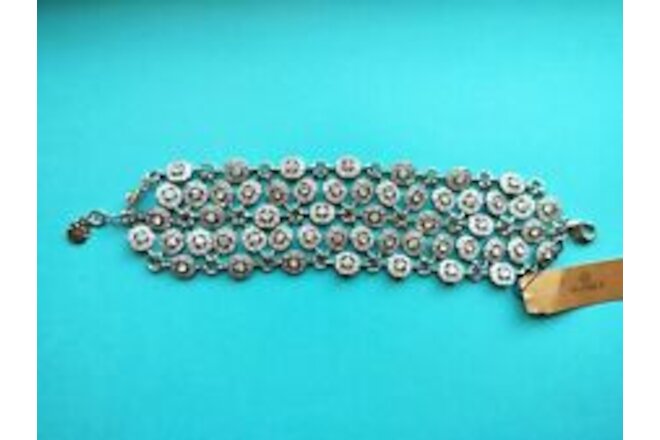 Vintage Monet Silver Tone Mesh Link Rhinestone Bracelet - Stunning - NWT