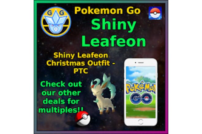 Shiny Leafeon - Christmas Outfit - Pokémon GO - Pokemon Mini P T C - 50-100k!