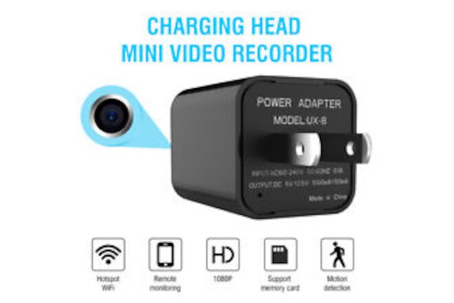 1080p Wifi Camera Phone Charger Adapter HD Home Security Motion Detection Cam US
