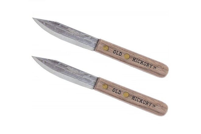 2 PACK Old Hickory Paring Knife 3 ¼" Carbon Steel Blade Hardwood Handle USA MADE