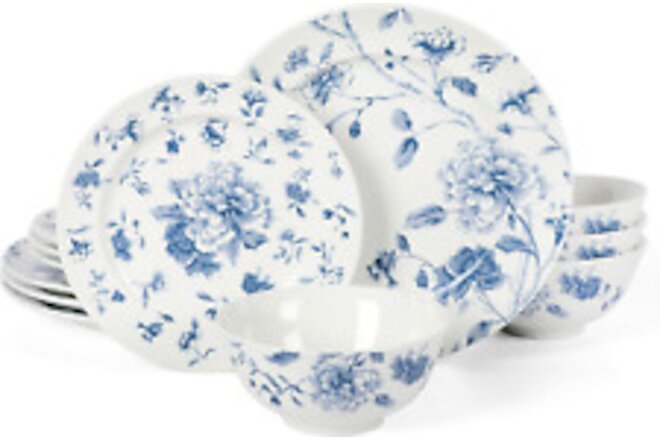 Martha Stewart Empress Bouquet Decorated Porcelain Dinnerware Plates and Bowls -