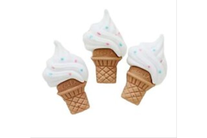 6PC Ice Cream Cone 3D Flatback Embellishments Hair Bows Crafts Cupcake Toppers