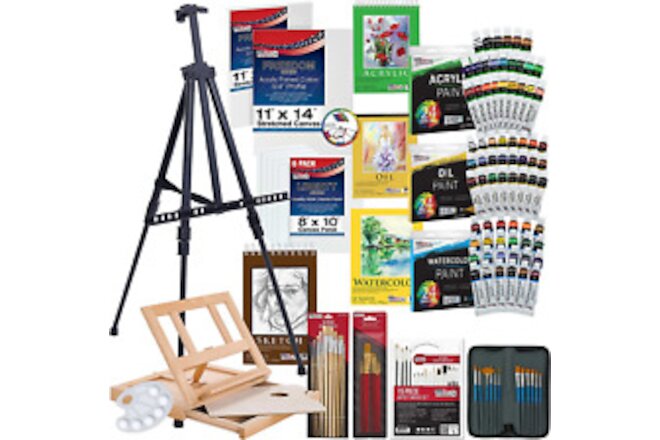 133-Piece Deluxe Ultimate Artist Painting Set with Aluminum and Wood Easels, 72