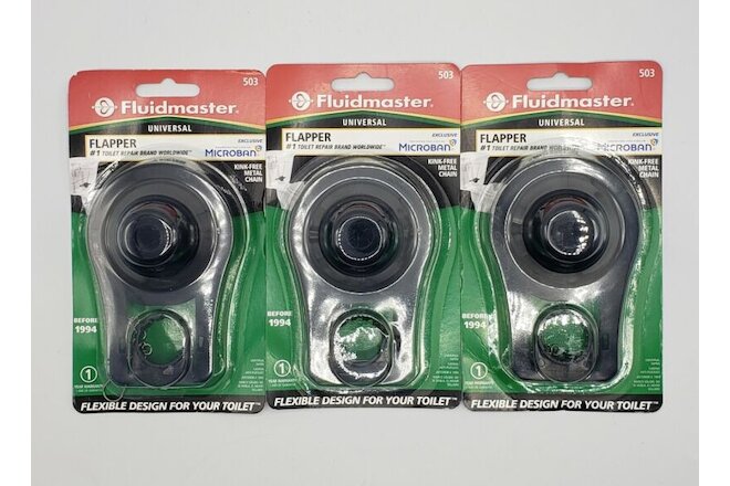 Fluidmaster Toilet Flapper 503 Black Universal For Toilets Prior to 1994 -3 pack