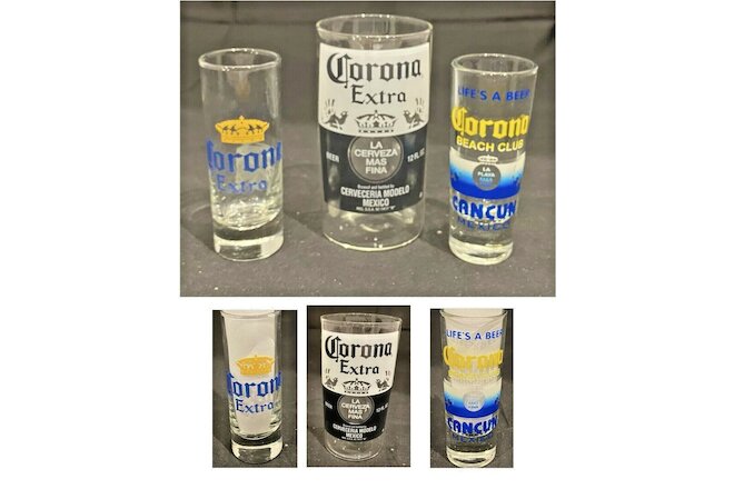 VINTAGE CORONA Beer Bar Sampler 10 oz. & Shot Glasses 3 oz. 3-Piece Set