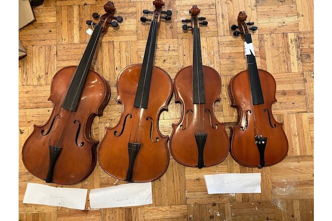Lot of 4 Chinese and Bulgarian Violins