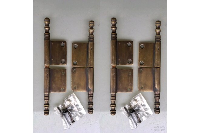 4 lift off Brass DOOR french small hinges old age style restoration heavy 5" B