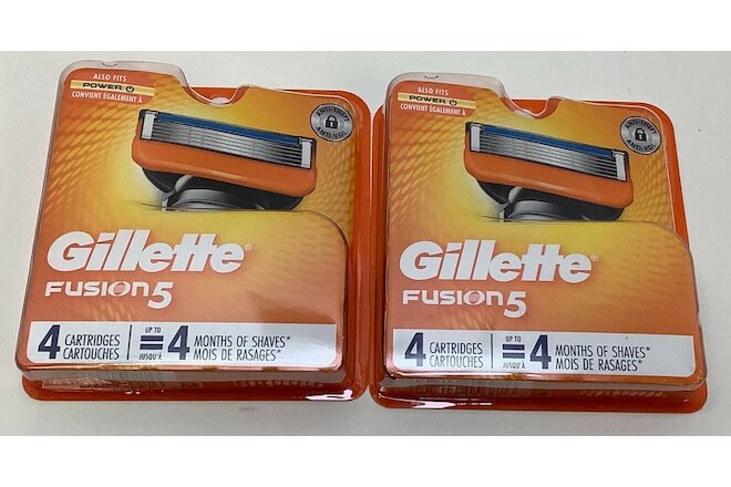Gillette Fusion 5, 4 Cartridges, Lot of 2, FREE SHIPPING