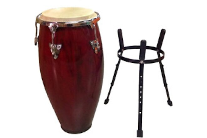 Conga Drum 11" + Stand - RED Wine -World Percussion New!