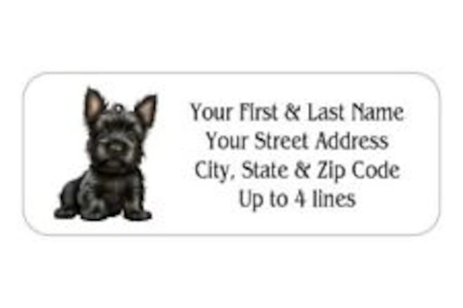150 Scottie Dog Puppy Scottish Terrier Mailing Return Address Labels Personalize