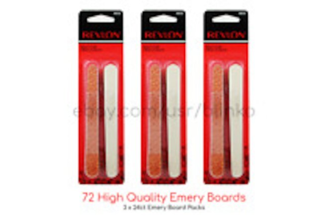 3 Pack / 24 ct Revlon Compact High Quality 72 Emery Boards Nail File Dual 08646