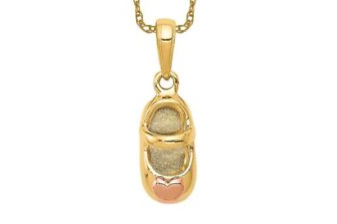 10K Two Tone Gold Baby Shoe Necklace Charm Pendant