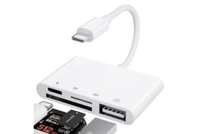 4 in 1 USB to Card Reader Adapter for iPhone iPad Camera TF/SD Memory Card Slot