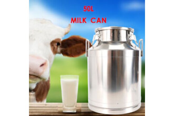 Stainless Steel Can 50L Milk Bucket Mil Can Tote Jug 13.25Gallon Barrel Canister
