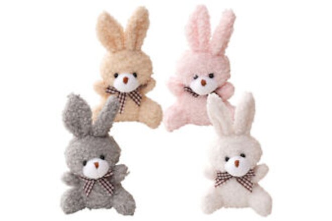 4Pcs Mini Plush Stuffed Bunny Animal Stuffed Rabbit Hanging Keychain Pendant