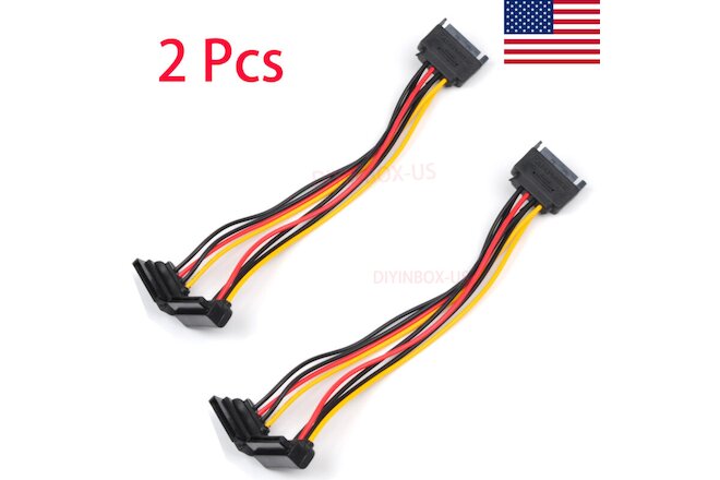 2pcs SATA Power15-pin Y-Splitter Cable Adapter Male to Female SSD HDD Hard Drive