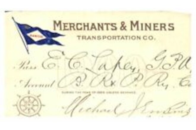 PASS 1900 Merchants & Miners Transportation Co. E.C. Lapey