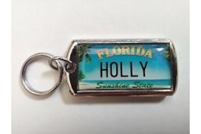 Florida Personalized Keychain Holly Sunshine State Name Dolphin 1 1/2"
