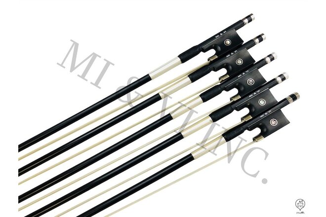 MI&VI 5 Carbon Fiber Violin Bow Ebony Frog 4/4 - Silver Mount Stick Horse Hair