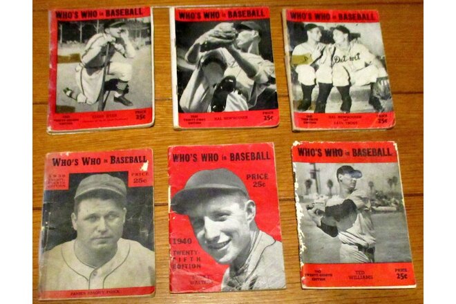 VINTAGE  Who's Who in Baseball Book Lot (6) 1939 -1940 -1943 -1945 -1946 - 1947