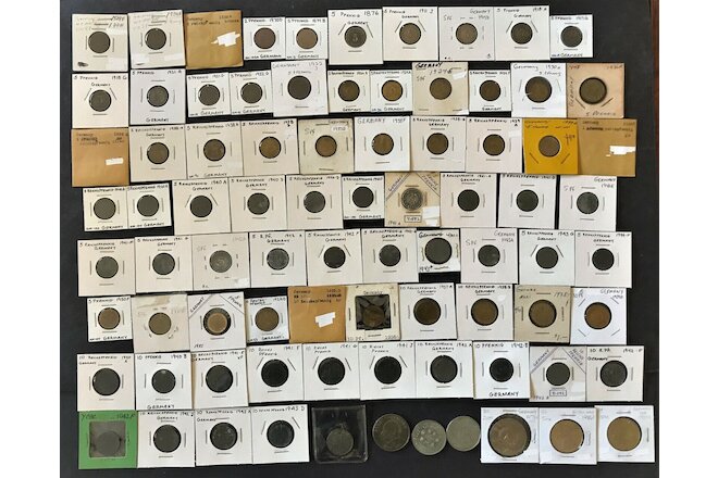 GERMANY NICE LOT OF 95 MOSTLY DIFFERENT COINS WITH MANY DENOMINATIONS
