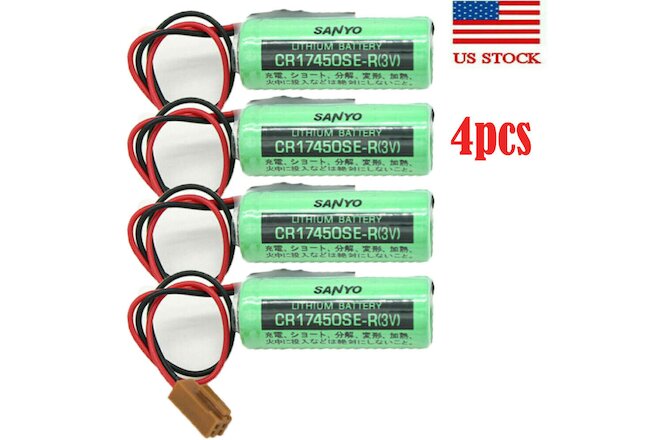 4x SANYO CR17450SE-R(3V) 2500mah PLC Battery For FANUC A98L-0031-0012 w/plug NEW