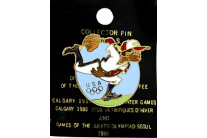 1988 USA Baseball Olympic Collector Lapel Hat Pin Seoul NEW