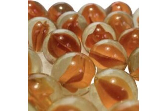 vintage clear glass Orange swirl Ribbon Cats Eye marbles Set Of 29 Smalls