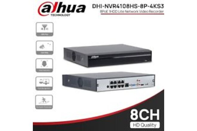 Dahua 8CH 8PoE 1HDD Network Video Recorder CCTV H.265+ FOR 12MP Security Camera