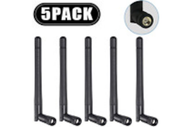 5-PACK LOT RP-SMA Antenna for WiFi 2.4GHz/5Ghz Wireless Router or Card (Black)