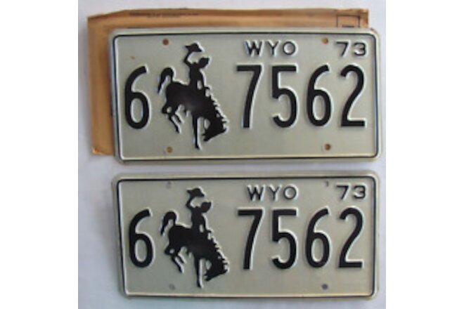 1973 Wyoming car license plates NEW PAIR NOS